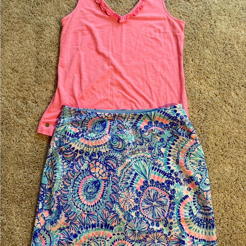 Lilly Pulitzer Luxletic skort 6 and pink tank S